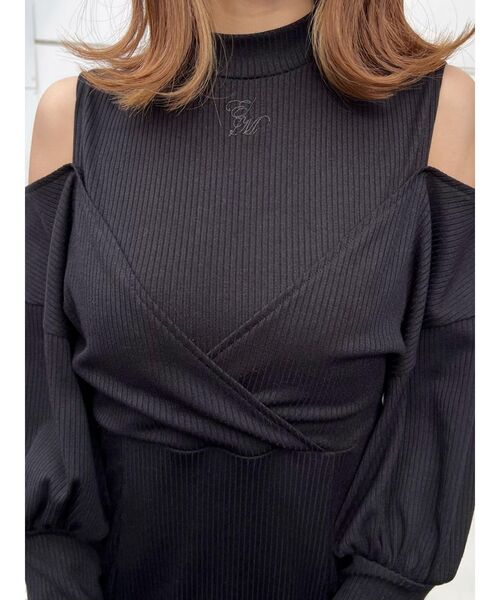 EATME(イートミー)の「カシュクールリブタイトワンピース(ワンピース・レディース・ベージュ/グレー/ブラック・FREE)」の14枚目の写真