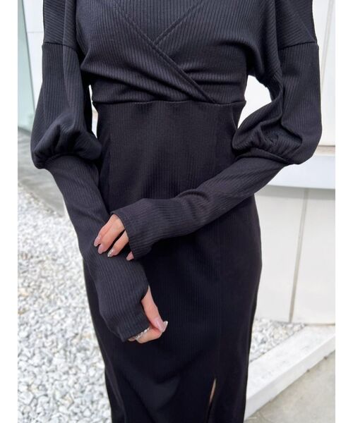 EATME(イートミー)の「カシュクールリブタイトワンピース(ワンピース・レディース・ベージュ/グレー/ブラック・FREE)」の16枚目の写真