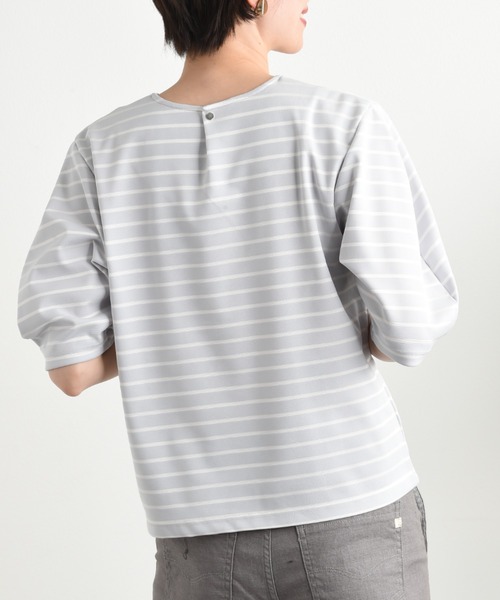INTERPLANET(インタープラネット)の「変形スリーブボーダートップス(Tシャツ/カットソー・レディース・ブラック/グレー/ネイビー・FREE)」の16枚目の写真