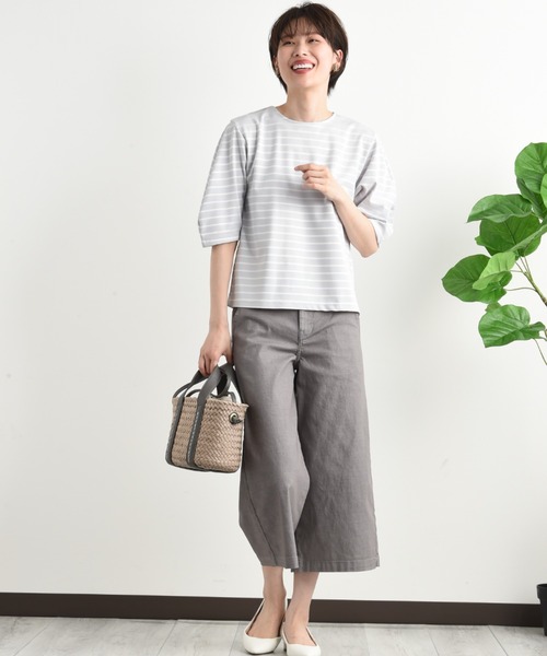 INTERPLANET(インタープラネット)の「変形スリーブボーダートップス(Tシャツ/カットソー・レディース・ブラック/グレー/ネイビー・FREE)」の19枚目の写真