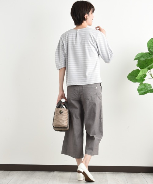 INTERPLANET(インタープラネット)の「変形スリーブボーダートップス(Tシャツ/カットソー・レディース・ブラック/グレー/ネイビー・FREE)」の22枚目の写真