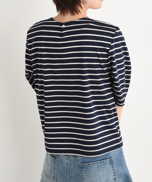 INTERPLANET(インタープラネット)の「変形スリーブボーダートップス(Tシャツ/カットソー・レディース・ブラック/グレー/ネイビー・FREE)」の7枚目の写真