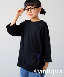 異素材ジップポケット7分袖Ｔシャツ