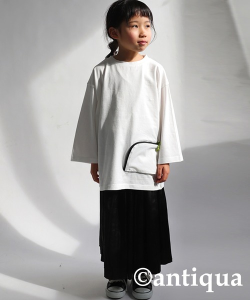 antiqua（アンティカ）の「異素材ジップポケット7分袖Ｔシャツ（Tシャツ/カットソー・キッズ・ダークグレー/オフホワイト/ブラック・140/120/160/130/150）」の10枚目の写真