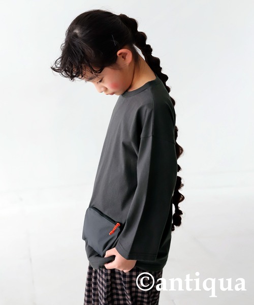 antiqua（アンティカ）の「異素材ジップポケット7分袖Ｔシャツ（Tシャツ/カットソー・キッズ・ダークグレー/オフホワイト/ブラック・140/120/160/130/150）」の22枚目の写真