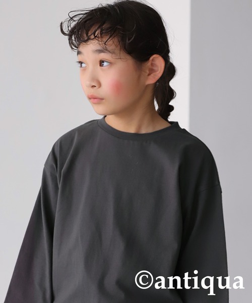 antiqua（アンティカ）の「異素材ジップポケット7分袖Ｔシャツ（Tシャツ/カットソー・キッズ・ダークグレー/オフホワイト/ブラック・140/120/160/130/150）」の21枚目の写真