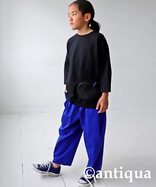 antiqua（アンティカ）の「異素材ジップポケット7分袖Ｔシャツ（Tシャツ/カットソー・キッズ・ダークグレー/オフホワイト/ブラック・140/120/160/130/150）」の18枚目の写真