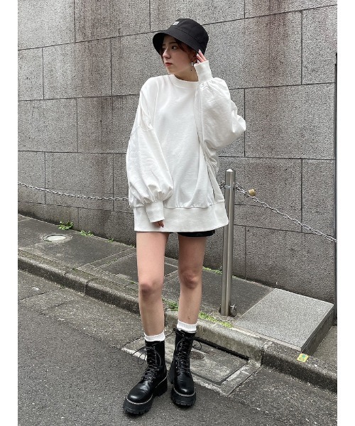 ENVYM（アンビー）の「ＢＩＧ Ｅｌｏｇｏ ＰＯ（Tシャツ/カットソー・レディース・ホワイト/ブラック/ブルー・FREE）」の12枚目の写真