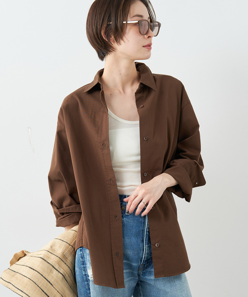 美品 プラージュ douce cotton wash シャツ ブラウン plage（プラージュ）の「douce cotton wash シャツ（シャツ