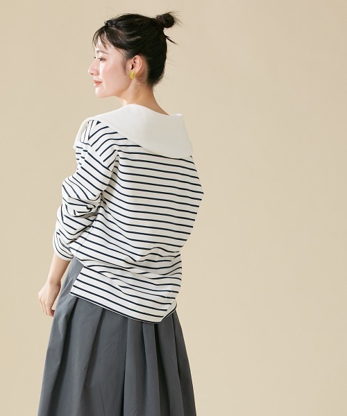 Le temps riche(ルタンリッシュ)の「セーラーカラーボーダープルオーバー <Le temps riche>(Tシャツ/カットソー・レディース・グリーン/ネイビー・L/M/LL)」の10枚目の写真