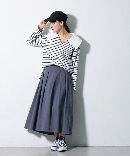 Le temps riche(ルタンリッシュ)の「セーラーカラーボーダープルオーバー <Le temps riche>(Tシャツ/カットソー・レディース・グリーン/ネイビー・L/M/LL)」の12枚目の写真