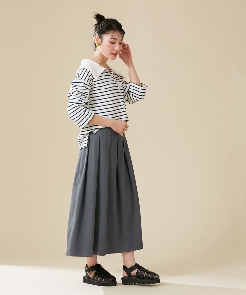 Le temps riche(ルタンリッシュ)の「セーラーカラーボーダープルオーバー <Le temps riche>(Tシャツ/カットソー・レディース・グリーン/ネイビー・L/M/LL)」の14枚目の写真