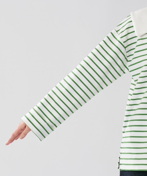 Le temps riche(ルタンリッシュ)の「セーラーカラーボーダープルオーバー <Le temps riche>(Tシャツ/カットソー・レディース・グリーン/ネイビー・L/M/LL)」の18枚目の写真