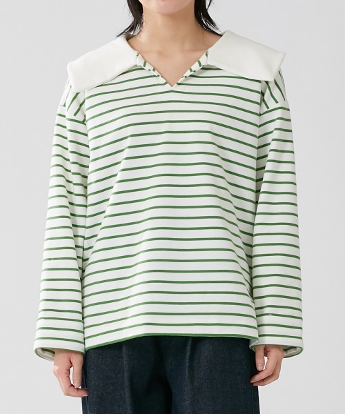 Le temps riche(ルタンリッシュ)の「セーラーカラーボーダープルオーバー <Le temps riche>(Tシャツ/カットソー・レディース・グリーン/ネイビー・L/M/LL)」の15枚目の写真