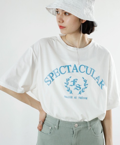 GeeRA(ジーラ)の「ラメロゴプリントTシャツ(Tシャツ/カットソー・レディース・チャコール/ホワイト・MEDIUM/LARGE/SMALL)」の5枚目の写真
