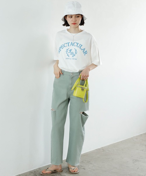 GeeRA(ジーラ)の「ラメロゴプリントTシャツ(Tシャツ/カットソー・レディース・チャコール/ホワイト・MEDIUM/LARGE/SMALL)」の7枚目の写真