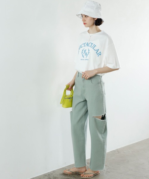 GeeRA(ジーラ)の「ラメロゴプリントTシャツ(Tシャツ/カットソー・レディース・チャコール/ホワイト・MEDIUM/LARGE/SMALL)」の8枚目の写真
