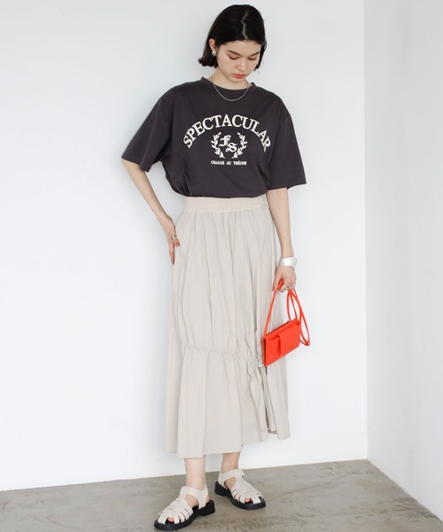 GeeRA(ジーラ)の「ラメロゴプリントTシャツ(Tシャツ/カットソー・レディース・チャコール/ホワイト・MEDIUM/LARGE/SMALL)」の12枚目の写真