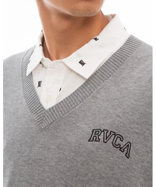 RVCA(ルーカ)の「RVCA メンズ ARCH RVCA V-KNIT セーター【2023年春夏モデル】/ルーカVネックニット(ニット/セーター・メンズ・ブラック/グレー/パープル系その他・SMALL/MEDIUM/LARGE)」の9枚目の写真