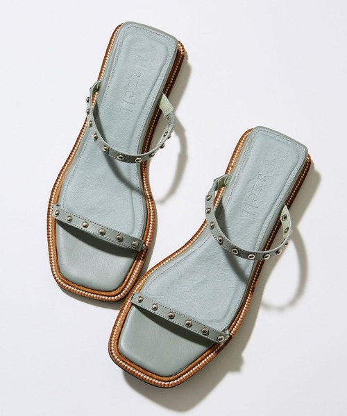 Mazell（マゼル）の「Mazell / スタッズローウェッジサンダル（サンダル・レディース・キナリ/ブラック/ベージュ/ミント・35/36/37/38/39）」の4枚目の写真