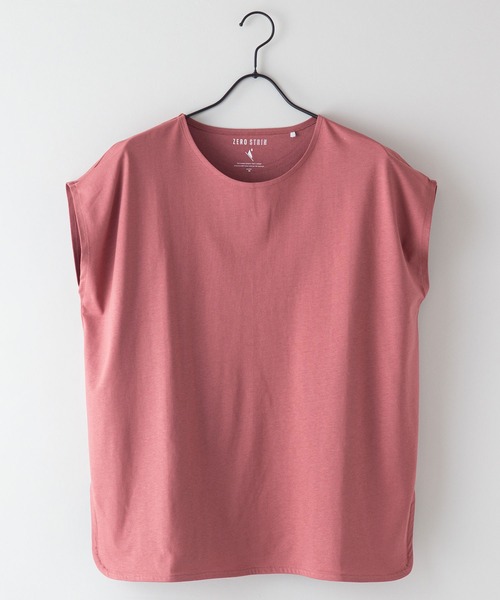 JEANS MATE（ジーンズメイト）の「汗染みの目立ちにくいTシャツ ZEROSTAIN ゼロステイン　撥水性　UVカット フレンチスリーブ ラウンドヘムTシャツ（Tシャツ/カットソー・レディース・ホワイト/チャコールグレー/ブラック/ダークブルー/ピンク系その他/ダークベージュ/グレー/イエロー/ミント・MEDIUM/LARGE）」の9枚目の写真