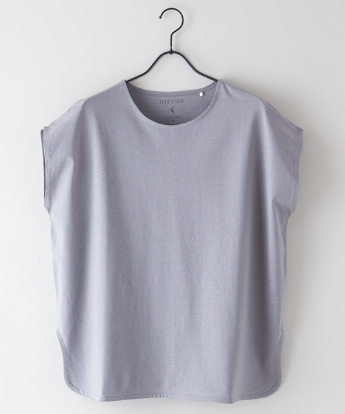 JEANS MATE（ジーンズメイト）の「汗染みの目立ちにくいTシャツ ZEROSTAIN ゼロステイン　撥水性　UVカット フレンチスリーブ ラウンドヘムTシャツ（Tシャツ/カットソー・レディース・ホワイト/チャコールグレー/ブラック/ダークブルー/ピンク系その他/ダークベージュ/グレー/イエロー/ミント・MEDIUM/LARGE）」の5枚目の写真
