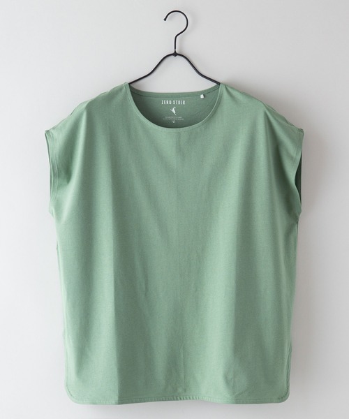 JEANS MATE（ジーンズメイト）の「汗染みの目立ちにくいTシャツ ZEROSTAIN ゼロステイン　撥水性　UVカット フレンチスリーブ ラウンドヘムTシャツ（Tシャツ/カットソー・レディース・ホワイト/チャコールグレー/ブラック/ダークブルー/ピンク系その他/ダークベージュ/グレー/イエロー/ミント・MEDIUM/LARGE）」の7枚目の写真