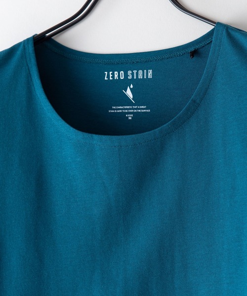 JEANS MATE（ジーンズメイト）の「汗染みの目立ちにくいTシャツ ZEROSTAIN ゼロステイン　撥水性　UVカット フレンチスリーブ ラウンドヘムTシャツ（Tシャツ/カットソー・レディース・ホワイト/チャコールグレー/ブラック/ダークブルー/ピンク系その他/ダークベージュ/グレー/イエロー/ミント・MEDIUM/LARGE）」の19枚目の写真