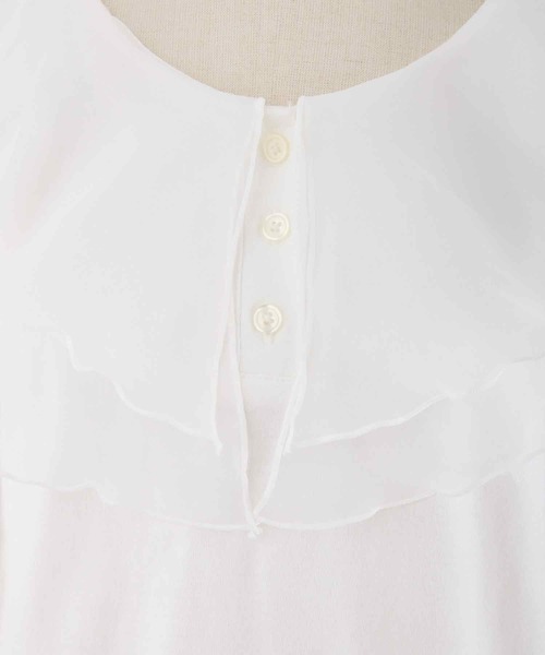 one after another NICE CLAUP（ワンアフターアナザーナイスクラップ）の「【スタッフ考案】シアーフリル襟トップス（Tシャツ/カットソー・レディース・オフホワイト/ピンク/モカ・FREE）」の16枚目の写真