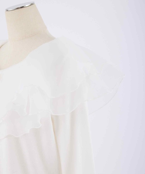 one after another NICE CLAUP（ワンアフターアナザーナイスクラップ）の「【スタッフ考案】シアーフリル襟トップス（Tシャツ/カットソー・レディース・オフホワイト/ピンク/モカ・FREE）」の19枚目の写真