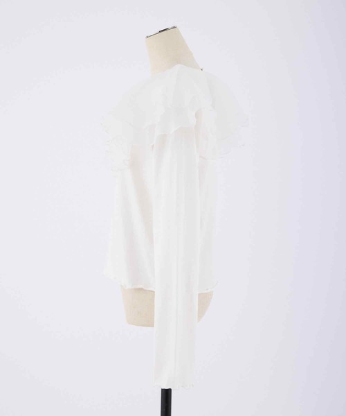 one after another NICE CLAUP（ワンアフターアナザーナイスクラップ）の「【スタッフ考案】シアーフリル襟トップス（Tシャツ/カットソー・レディース・オフホワイト/ピンク/モカ・FREE）」の18枚目の写真