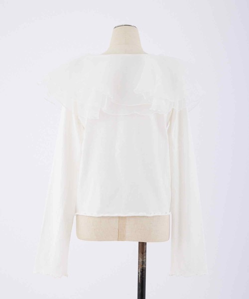 one after another NICE CLAUP（ワンアフターアナザーナイスクラップ）の「【スタッフ考案】シアーフリル襟トップス（Tシャツ/カットソー・レディース・オフホワイト/ピンク/モカ・FREE）」の20枚目の写真