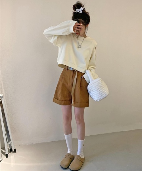 Jewelobe(ジュエローブ)の「カットアウトショートトレーナー(Tシャツ/カットソー・レディース・カーキ/ブルー/アイボリー・FREE)」の14枚目の写真