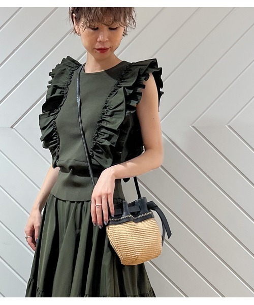 ROBERTA GANDOLFI（ロベルタガンドルフィ）の「【ROBERTA GANDOLEI/ロベルタ ガンドルフィー】レザーコンビショルダーカゴバッグ（ショルダーバッグ・レディース・グリーン/ブラック・FREE）」の9枚目の写真