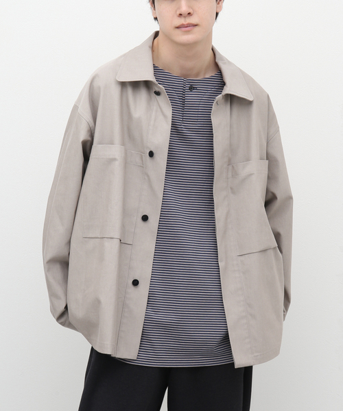 STILL BY HAND(スティルバイハンド)の「【STILL BY HAND / スティルバイハンド】 オーバーシャツ BL03231(シャツ/ブラウス・メンズ・ブラック/ベージュ・46/48)」の2枚目の写真