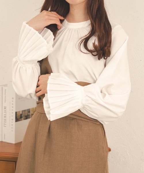 Ambre Neige(アンブルネージュ)の「2WAY袖プリーツブラウス/【WEB/EC限定商品】(シャツ/ブラウス・レディース・オフホワイト/ダークブラウン・FREE)」の13枚目の写真