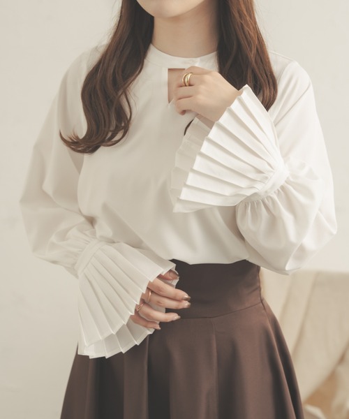 Ambre Neige(アンブルネージュ)の「2WAY袖プリーツブラウス/【WEB/EC限定商品】(シャツ/ブラウス・レディース・オフホワイト/ダークブラウン・FREE)」の16枚目の写真