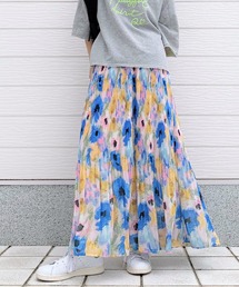 Q | クリアカラーフラワープリーツスカート(スカート)