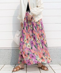 Q | クリアカラーフラワープリーツスカート(スカート)