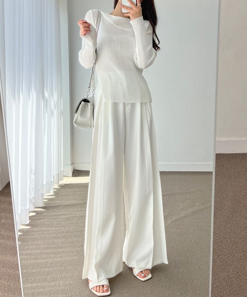 LAFFMO（ラフモ）の「タックワイドスラックスパンツ（スラックス・レディース・ホワイト/ブラック/ベージュ・MEDIUM/LARGE）」の10枚目の写真