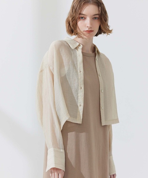 CEDNIE(セドニー)の「ソフトシアーシャツ(シャツ/ブラウス・レディース・ホワイト/ベージュ・M)」の1枚目の写真