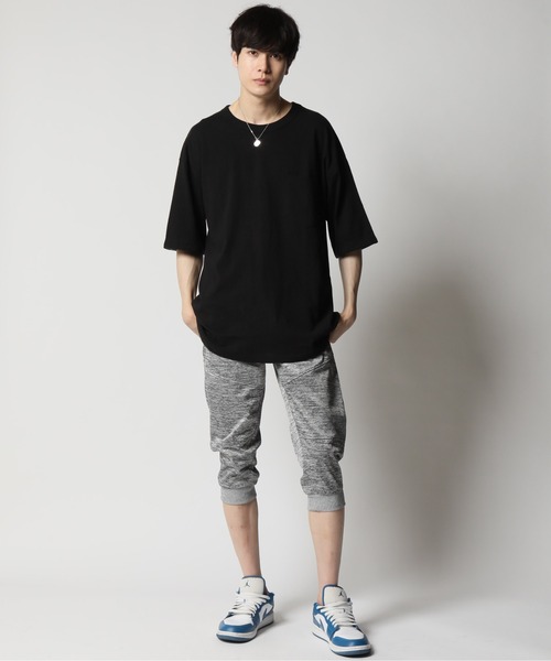ARCADE(アーケード)の「コットンUSA 2WAY ロールアップ スリーブカラー切替 ビッグシルエット 5分袖Tシャツ(Tシャツ/カットソー・メンズ・ネイビー/グリーン/チャコール/ホワイト/ブルー/ブラック・L/LL/M)」の10枚目の写真