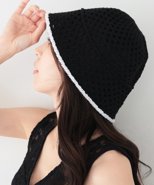 AMBIENT（アンビエント）の「ｱｲﾚｯﾄﾊﾞｲｶﾗｰﾗｲﾝﾊﾞｹｯﾄﾊｯﾄ（ハット・レディース・ホワイト/ブラック・FREE）」の5枚目の写真