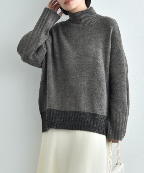 INTERPLANET（インタープラネット）の「ストレッチ配色プルオーバー（ニット/セーター・レディース・ブルー/チャコールグレー/アイボリー・FREE）」の19枚目の写真