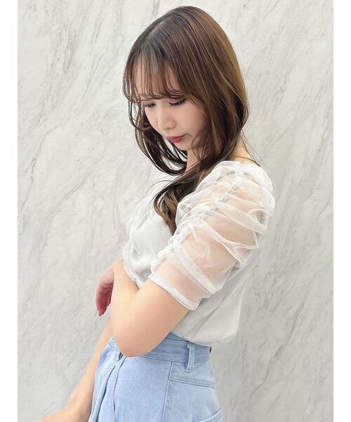 dazzlin(ダズリン)の「ギャザーチュールラメブラウス(シャツ/ブラウス・レディース・ブラック/グレー/ピンク・FREE)」の19枚目の写真