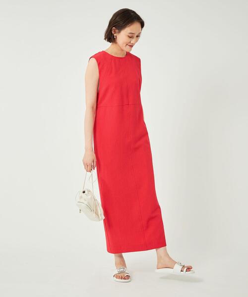 ジャカードIラインノースリーブワンピース