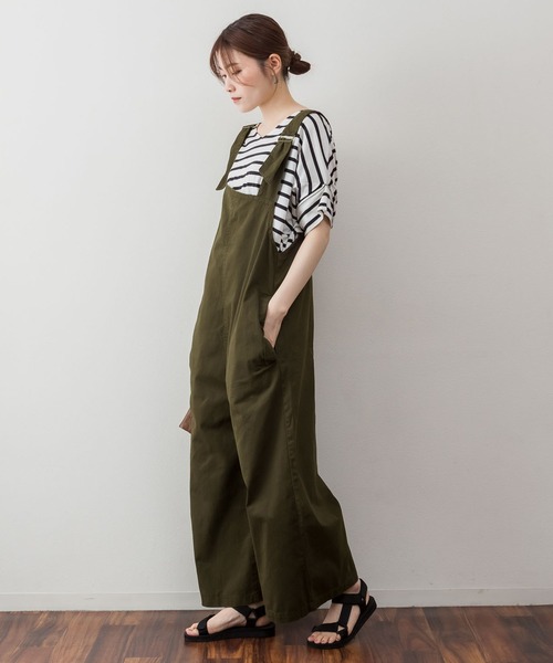 atONE(アットワン)の「atONE アシメサスペンダーサロペットパンツ(サロペット/オーバーオール・レディース・ブラック/ベージュ/カーキ・M-L/4L~5L/LL~3L)」の5枚目の写真