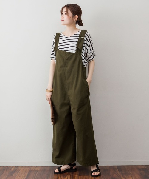 atONE(アットワン)の「atONE アシメサスペンダーサロペットパンツ(サロペット/オーバーオール・レディース・ブラック/ベージュ/カーキ・M-L/4L~5L/LL~3L)」の6枚目の写真