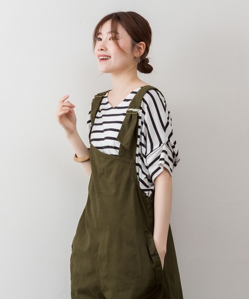 atONE(アットワン)の「atONE アシメサスペンダーサロペットパンツ(サロペット/オーバーオール・レディース・ブラック/ベージュ/カーキ・M-L/4L~5L/LL~3L)」の13枚目の写真