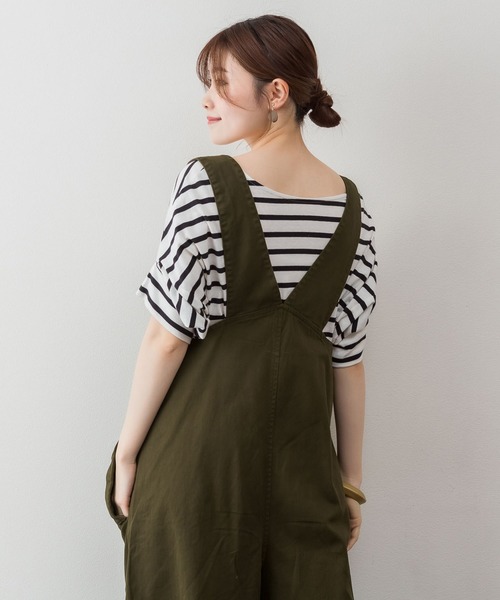 atONE(アットワン)の「atONE アシメサスペンダーサロペットパンツ(サロペット/オーバーオール・レディース・ブラック/ベージュ/カーキ・M-L/4L~5L/LL~3L)」の16枚目の写真